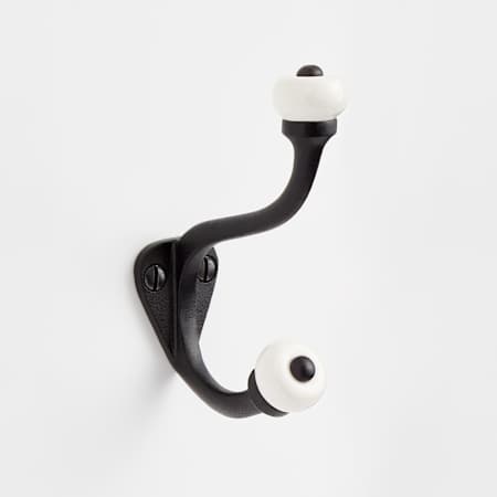 Signature Hardware Rashida Cast Iron Double Robe Hook Black Powder Coat