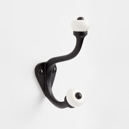 Signature Hardware Rashida Cast Iron Double Robe Hook Black Powder Coat