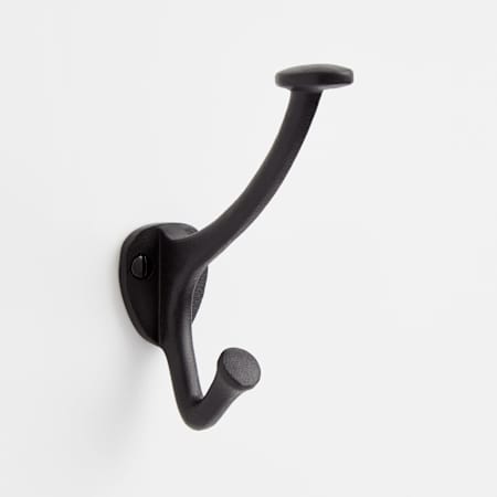 Signature Hardware Cavill Cast Iron Double Robe Hook Black Powder Coat