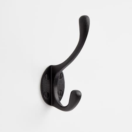 Signature Hardware Briony Cast Iron Double Robe Hook Black Powder Coat