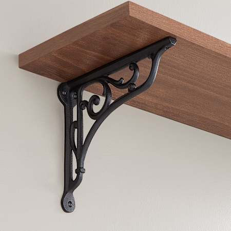 Signature Hardware Amaranth 10" Cast Iron Shelf Bracket Black Powder Coat