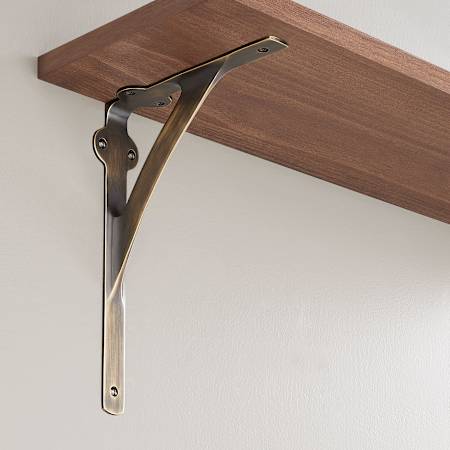 Signature Hardware Veruca 7-3/8" Brass Shelf Bracket Antique Brass