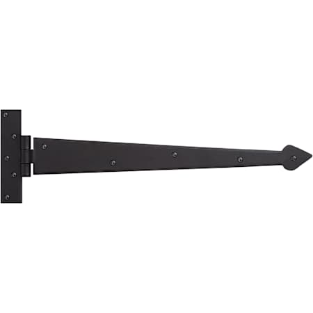 Signature Hardware Finbarr 20-1/4" x 6" Strap Round Corner Surface Mount Door Hinge - Single Hinge Black Powder Coat
