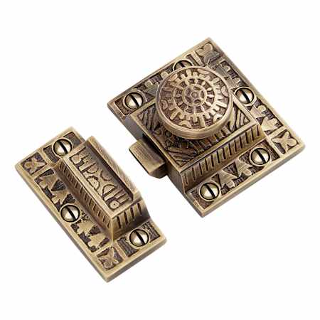 Signature Hardware Percival 3" Long Brass Cabinet Latch Antique Brass