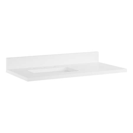 Signature Hardware 37" Quartz Vanity Top with Rectangular Drop-In Sink and Backsplash Arctic White Quartz