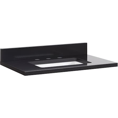 Signature Hardware 31" Quartz Vanity Top with Rectangular Undermount Sink and Backsplash - 8" Widespread Drillings Carbon Black