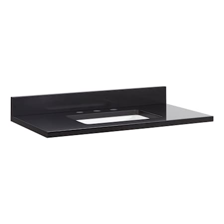 Signature Hardware 37" Quartz Vanity Top with Rectangular Undermount Sink and Backsplash - 8" Widespread Drillings Carbon Black