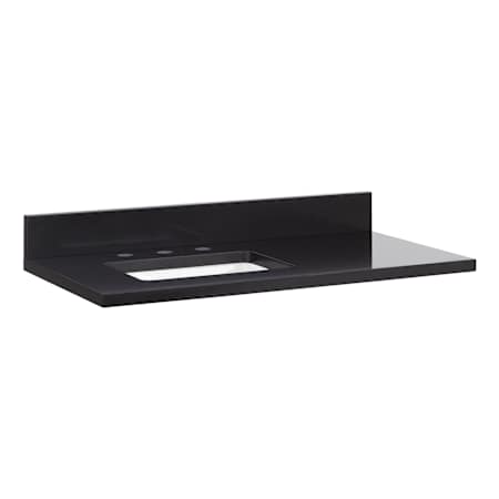 Signature Hardware 37" Quartz Left Offset Vanity Top with Rectangular Undermount Sink and Backsplash - 8" Widespread Drillings Carbon Black