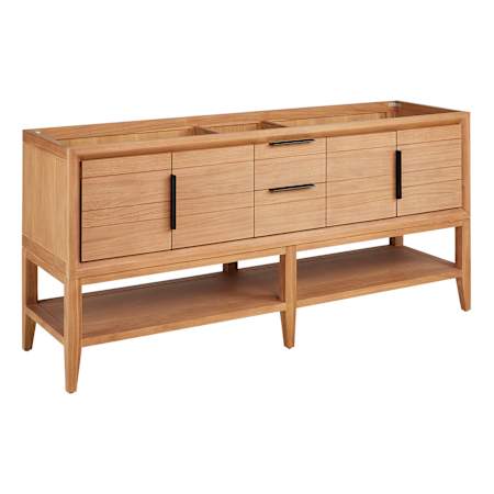 Signature Hardware Aliso 72" Console Teak Double Basin Vanity Cabinet - Cabinet Only - Less Vanity Top Natural Teak