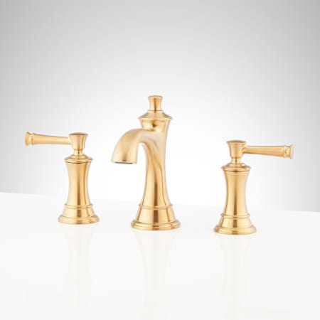 Signature Hardware Beasley 1.2 GPM Widespread Bathroom Faucet with Pop-Up Drain Assembly Brushed Gold