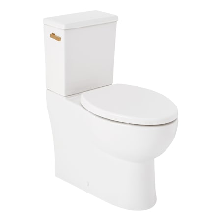 Signature Hardware Lavrik 1.28 GPF Skirted Two Piece Elongated Toilet with Reversible Trip Lever - ADA Compliant - Standard Seat Included White / Brushed Gold