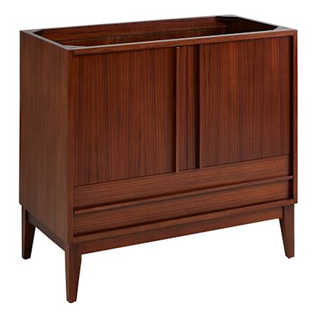 Signature Hardware Sybill 36" Freestanding Mahogany Vanity - Cabinet Only - Less Vanity Top Washed Walnut