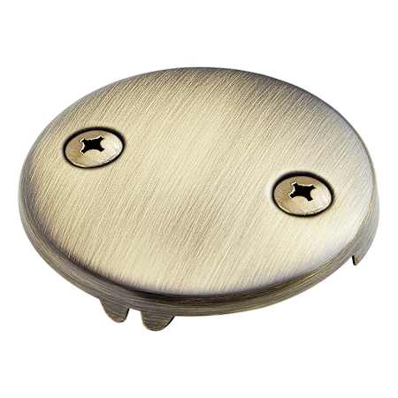 Signature Hardware Bathtub Overflow Cover Plate with Two Screws Aged Brass