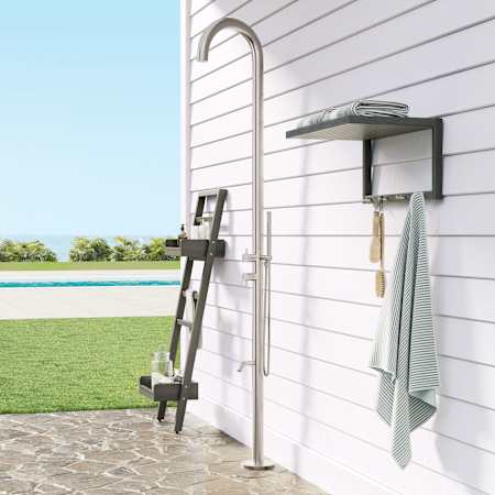 Signature Hardware Keanu Stainless Steel Outdoor Shower System with Shower with Hand Shower Stainless Steel