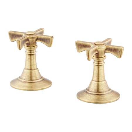Signature Hardware Marceau Cross Handles for Widespread Bathroom Faucet Aged Brass