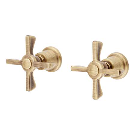 Signature Hardware Marceau Cross Handle for Freestanding Tub Faucet Aged Brass