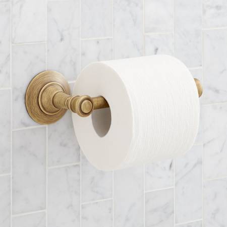 Signature Hardware Marceau Wall Mounted Toilet Paper Holder Aged Brass