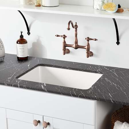 Signature Hardware Totten 25" Drop In / Undermount Single Basin Granite Composite Utility Sink White