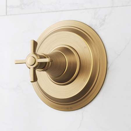 Signature Hardware Marceau Pressure Balanced Valve Trim with Cross Handle - Less Rough-In Valve Aged Brass