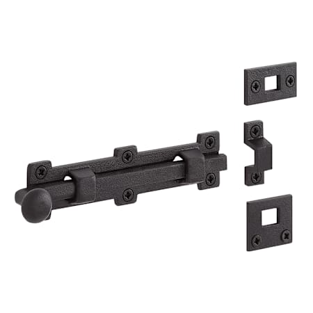 Signature Hardware 6-1/4" Norfare Cast Iron Dual-Mount Slide Bolt Black Powder Coat