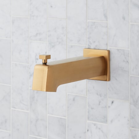 Signature Hardware FundamentALL 7-5/16" Diverter Tub Spout with Square Flange Brushed Gold