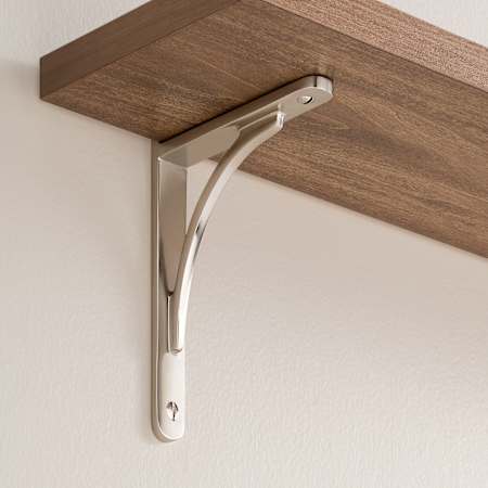 Signature Hardware Trisden 4-3/4" Brass Wall Mount Shelf Bracket Brushed Nickel