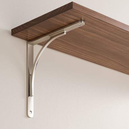 Signature Hardware Trisden 9" Brass Wall Mount Shelf Bracket Brushed Nickel