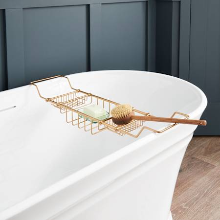 Signature Hardware Nottingham Adjustable Brass Tub Caddy Brushed Gold