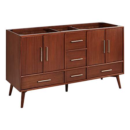 Signature Hardware Novak 60" Double Vanity Cabinet Only with Mahogany Cabinet - Less Vanity Top True Walnut