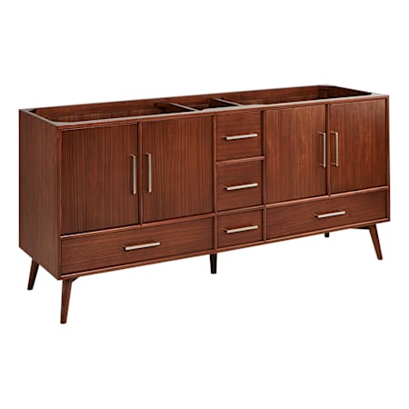 Signature Hardware Novak 72" Double Vanity Cabinet Only with Mahogany Cabinet - Less Vanity Top True Walnut
