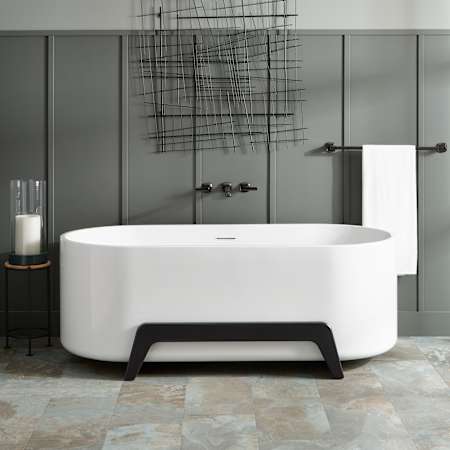 Signature Hardware Conroy 67" Acrylic / Wood Soaking Freestanding Tub Charred Mahogany