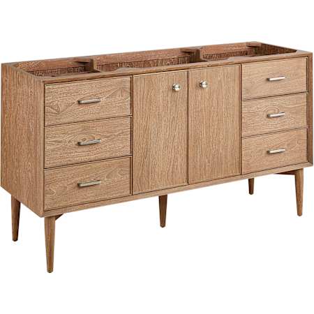 Signature Hardware Wendolyn 60" Freestanding Teak Single Basin Vanity Cabinet - Cabinet Only - Less Vanity Top Washed Teak