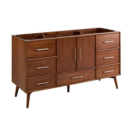 Signature Hardware Novak 60" Freestanding Mahogany Single Basin Vanity Cabinet - Cabinet Only - Less Vanity Top True Walnut