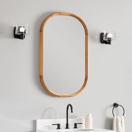 Signature Hardware Sylvaine 22"W x 36"H Flat Wood Framed Wall Mounted Bathroom Mirror Natural Teak