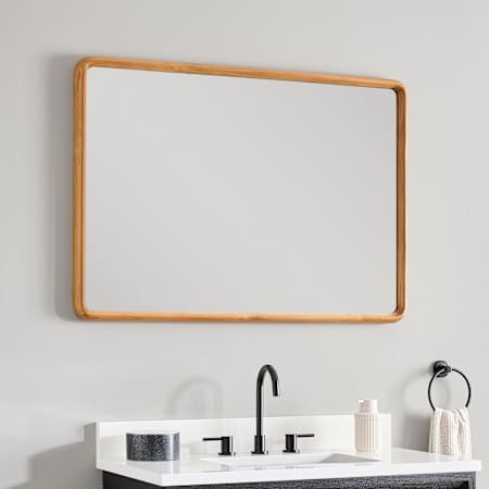 Signature Hardware Sylvaine 30"W x 42"H Flat Wood Framed Wall Mounted Bathroom Mirror Natural Teak