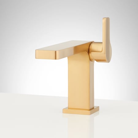 Signature Hardware Hibiscus 1.2 GPM Single Hole Bathroom Faucet with Pop-Up Drain Assembly Brushed Gold