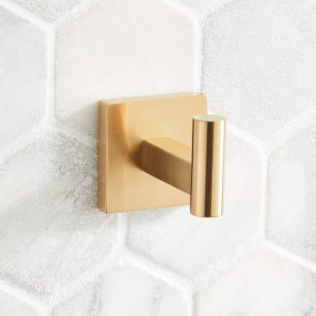 Signature Hardware Hibiscus Single Robe Hook Brushed Gold