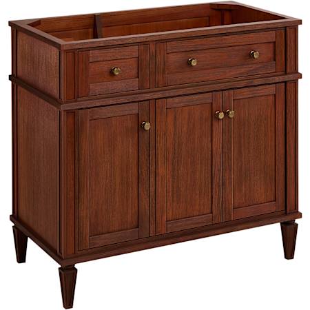 Signature Hardware Elmdale 36" Single Vanity Cabinet Only with Mahogany Cabinet - Less Vanity Top Antique Brown