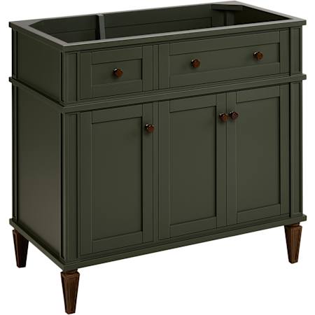 Signature Hardware Elmdale 36" Single Vanity Cabinet Only with Mahogany Cabinet - Less Vanity Top Dark Olive Green