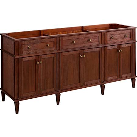 Signature Hardware Elmdale 72" Double Vanity Cabinet Only with Mahogany Cabinet - Less Vanity Top Antique Brown