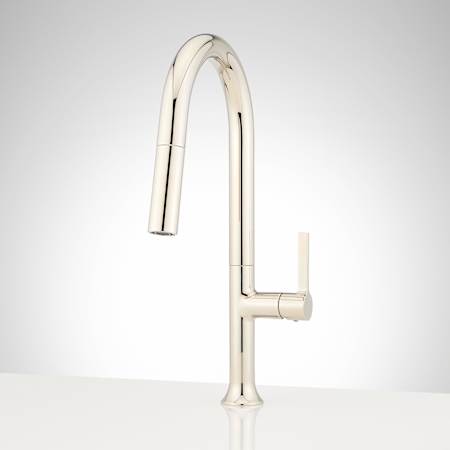 Signature Hardware Bok 1.8 GPM Single Hole Pull-Out / Pull-Down Kitchen Faucet Polished Nickel