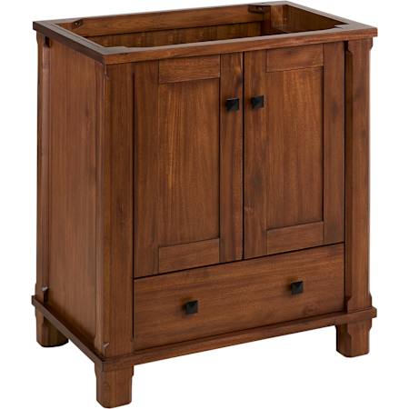Signature Hardware Theroux 30" Single Vanity Cabinet Only with Acacia Cabinet - Less Vanity Top Tawny Brown
