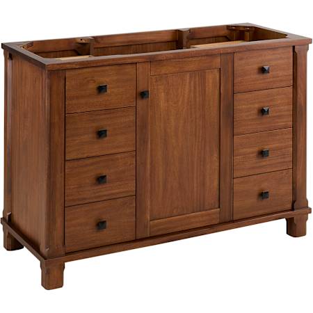 Signature Hardware Theroux 48" Single Vanity Cabinet Only with Acacia Cabinet - Less Vanity Top Tawny Brown