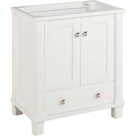 Signature Hardware Theroux 30" Single Vanity Cabinet Only with Acacia Cabinet - Less Vanity Top Bright White