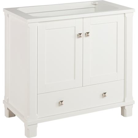 Signature Hardware Theroux 36" Single Vanity Cabinet Only with Acacia Cabinet - Less Vanity Top Bright White