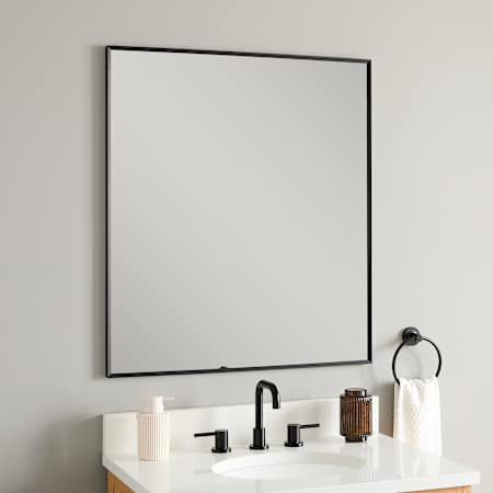 Signature Hardware Kardon 34" W x 30" H Rectangular Framed Bathroom Wall Mirror Matte Black