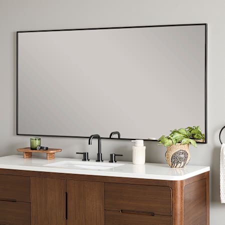 Signature Hardware Kardon 58" W x 30" H Rectangular Framed Bathroom Wall Mirror Matte Black