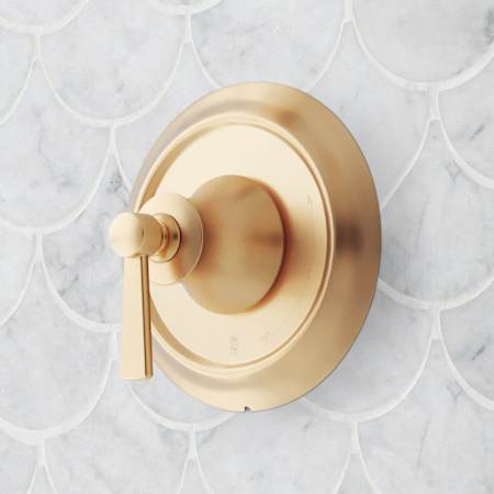 Signature Hardware Pendleton Pressure Balanced Valve Trim Only with Single Lever Handle - Less Rough In Brushed Gold