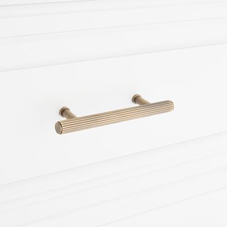 Signature Hardware Brixlee 3-3/4 Inch Center to Center Bar Cabinet Pull Antique Brass
