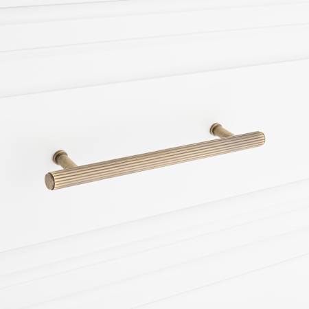 Signature Hardware Brixlee 6 Inch Center to Center Bar Cabinet Pull Antique Brass
